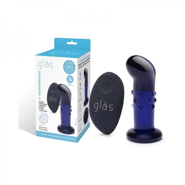 Gläs 4" Rechargeable Remote Controlled Vibrating G-Spot/P-Spot Glass Plug with Nubs - Electric Eel - Vibe Delux LLC - vibedelux.com
